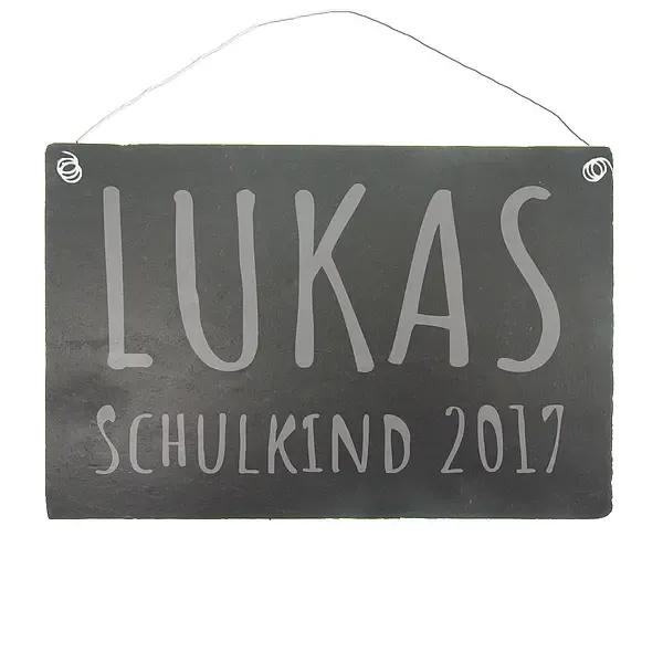 Personalisiertes Dekoschild aus Schiefer zum Schulanfang 30 x 20 cm Personalisiertes Dekoschild aus Schiefer zum Schulanfang 30 x 20 cm