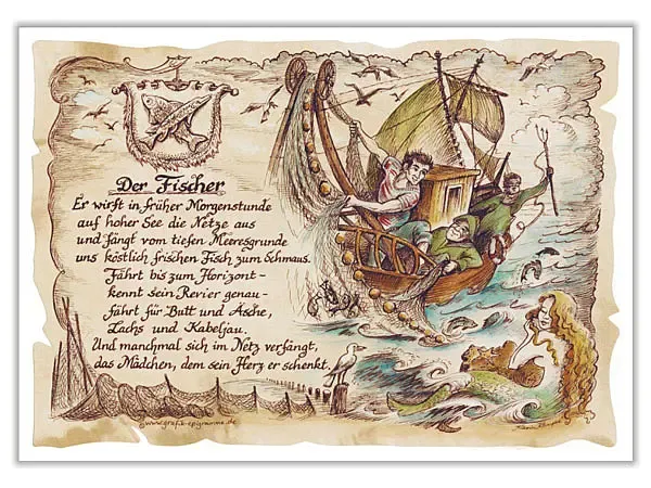Zunftbild Fischer auf Antikpapier im A4-Format Zunftbild Fischer auf Antikpapier im A4-Format
