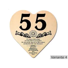 Herz Holzschild mit Wunschtext Geschenk zum 55. Geburtstag Herz Holzschild mit Wunschtext Geschenk zum 55. Geburtstag