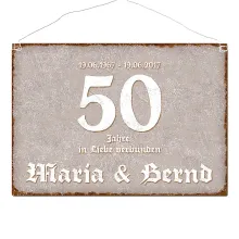 Schild "Goldene Hochzeit" und Namen im Format A3 taupe Schild "Goldene Hochzeit" und Namen im Format A3 taupe
