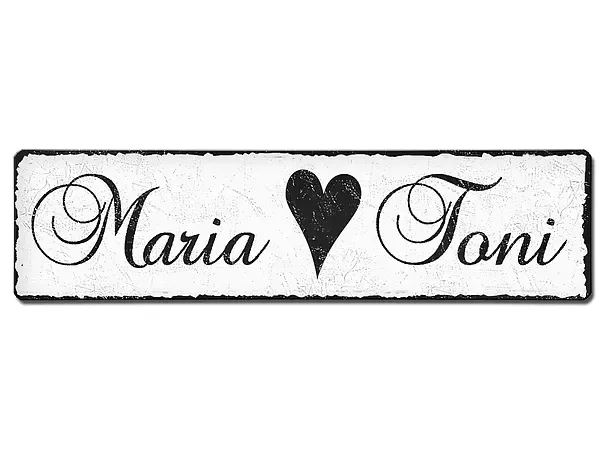 Namensschild mit individuellem Wunschtext im Vintage Stil Namensschild mit individuellem Wunschtext im Vintage Stil