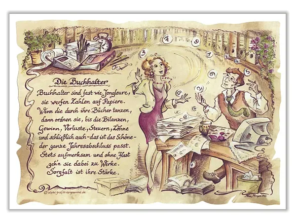 Zunftbild Buchhalter auf Antikpapier im A4-Format Zunftbild Buchhalter auf Antikpapier im A4-Format