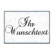 Blechschild A4 mit individuellem Wunschtext im Vintage Stil weiß Blechschild A4 mit individuellem Wunschtext im Vintage Stil weiß