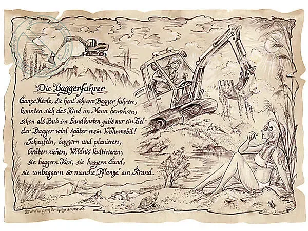 Zunftbild Baggerfahrer auf Antikpapier im A4-Format Zunftbild Baggerfahrer auf Antikpapier im A4-Format