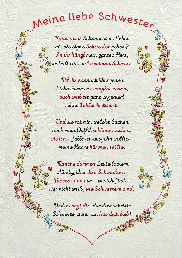 Auszeichnung für die liebe Schwester - modern Auszeichnung für die liebe Schwester - modern