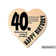 Herz Holzschild mit Wunschtext Geschenk zum 40. Geburtstag Herz Holzschild mit Wunschtext Geschenk zum 40. Geburtstag