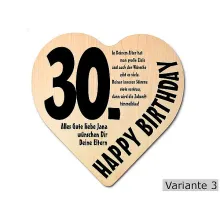Herz Holzschild mit Wunschtext Geschenk zum 30. Geburtstag Herz Holzschild mit Wunschtext Geschenk zum 30. Geburtstag