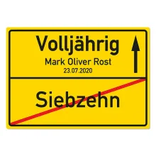 Geschenk zum 18. Geburtstag - Schild A3  Geschenk zum 18. Geburtstag - Schild A3