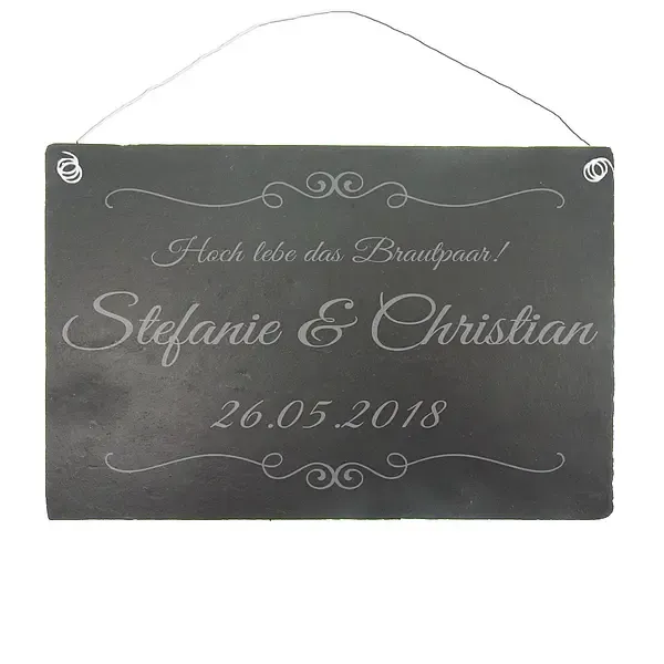 Schieferschild zur Hochzeit 30 x 20 cm mit Wunschtext Schieferschild zur Hochzeit 30 x 20 cm mit Wunschtext