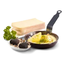 Raclette Trüffel Rohmilch - am Stück, mind. 45% Fett i. Tr. Raclette Trüffel Rohmilch - am Stück, mind. 45% Fett i. Tr.