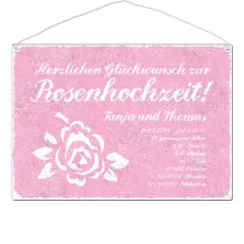 Schild Rosenhochzeit mit Wunschtext - Format A3 rosa Schild Rosenhochzeit mit Wunschtext - Format A3 rosa