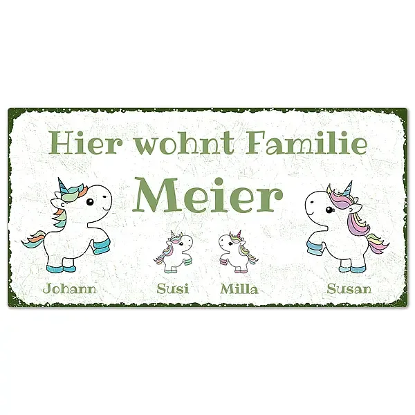 Schild mit Einhörnern und Namen 300 x 150mm Schild mit Einhörnern und Namen 300 x 150mm