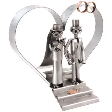 Hochzeitsgeschenk - Schraubenmännchen als Paar mit Hochzeitsherz Hochzeitsgeschenk - Schraubenmännchen als Paar mit Hochzeitsherz