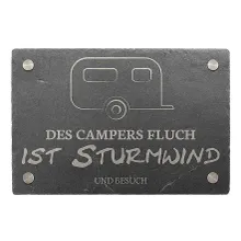 Dekoschild aus Schiefer 30 x 20 cm - Motiv Wohnwagen Dekoschild aus Schiefer 30 x 20 cm - Motiv Wohnwagen