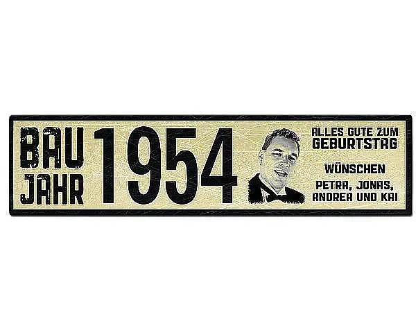 Geburtstagsschild vintage look - historisches Nummernschild Geburtstagsschild vintage look - historisches Nummernschild