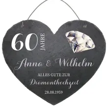 Schieferherz zum 60. Hochzeitstag Diamantene Hochzeit Größe 24 cm Diamantene Hochzeit Schieferherz zum 60. Hochzeitstag Diamantene Hochzeit Größe 24 cm Diamantene Hochzeit