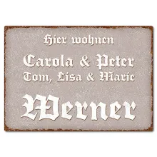 Blechschild mit Wunschtext A4 taupe/braun Blechschild mit Wunschtext A4 taupe/braun
