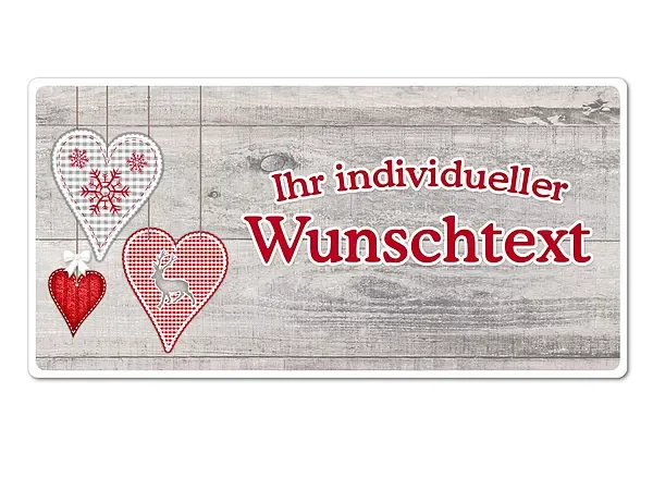 Hüttendeko-Schild mit Wunschtext und Herzen - 200 x 100mm Hüttendeko-Schild mit Wunschtext und Herzen - 200 x 100mm