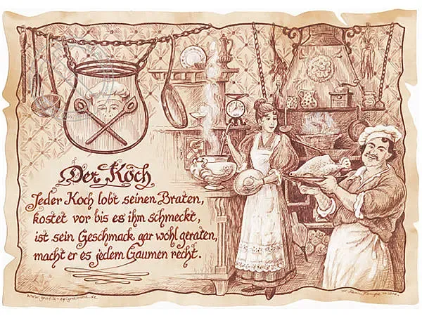 Zunftbild Koch auf Antikpapier im A4-Format Zunftbild Koch auf Antikpapier im A4-Format