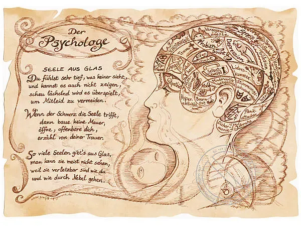 Zunftbild Psychologe auf Antikpapier im A4-Format Zunftbild Psychologe auf Antikpapier im A4-Format