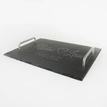 Tablett aus Schiefer 40 x 30 cm mit Gravur selbst gestalten Tablett aus Schiefer 40 x 30 cm mit Gravur selbst gestalten