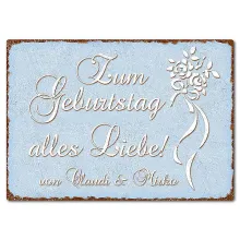 Farbiges Blechschild mit Wunschtext A4 pastellblau Farbiges Blechschild mit Wunschtext A4 pastellblau