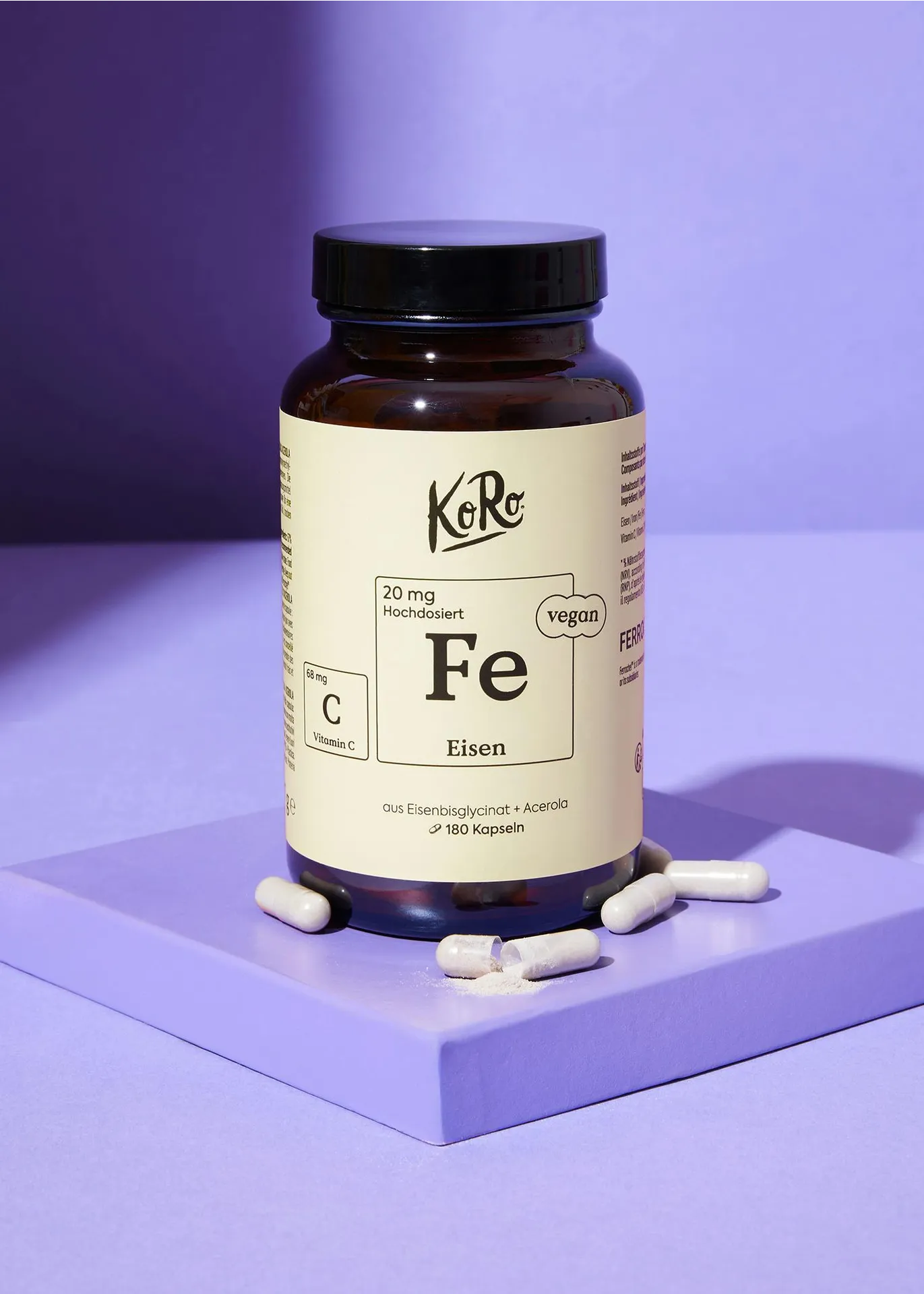 Eisenbisglycinat + Vitamin C aus Acerola Kapseln 180 Stück Eisenbisglycinat + Vitamin C aus Acerola Kapseln 180 Stück