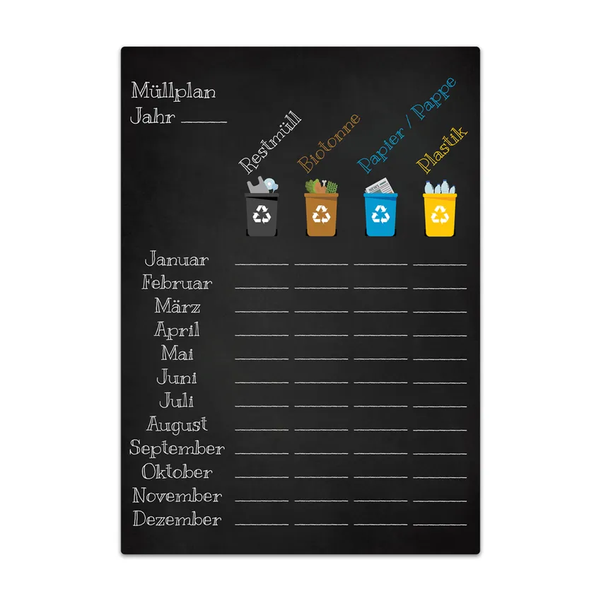 Chalkboard "Müllplaner" A4 inkl. Kreidemarker Chalkboard "Müllplaner" A4 inkl. Kreidemarker