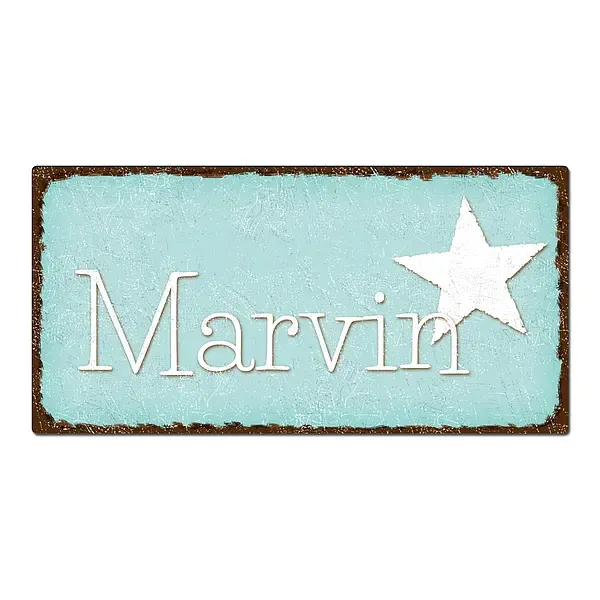 Blechschild im Vintage Look mit Wunschtext 300 x 150mm türkis/braun Blechschild im Vintage Look mit Wunschtext 300 x 150mm türkis/braun