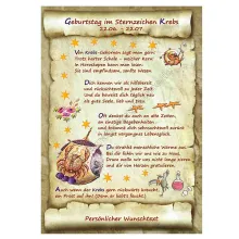 Urkunde zum Geburtstag - Sternzeichen Krebs Urkunde zum Geburtstag - Sternzeichen Krebs