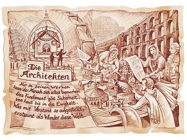 Zunftbild Architekt auf Antikpapier im A4-Format Zunftbild Architekt auf Antikpapier im A4-Format