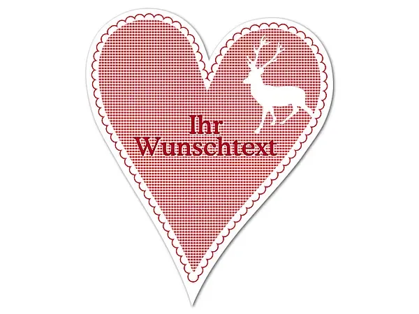 Hüttendeko-Herz mit Wunschtext und Hirsch - 180mm Hüttendeko-Herz mit Wunschtext und Hirsch - 180mm