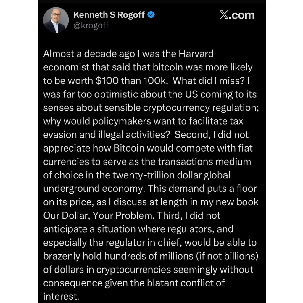 Harvard economist Rogoff admits 2018 Bitcoin call wrong as price hits 3,000 in June 2024 Harvard economist Rogoff admits 2018 Bitcoin call wrong as price hits 3,000 in June 2024