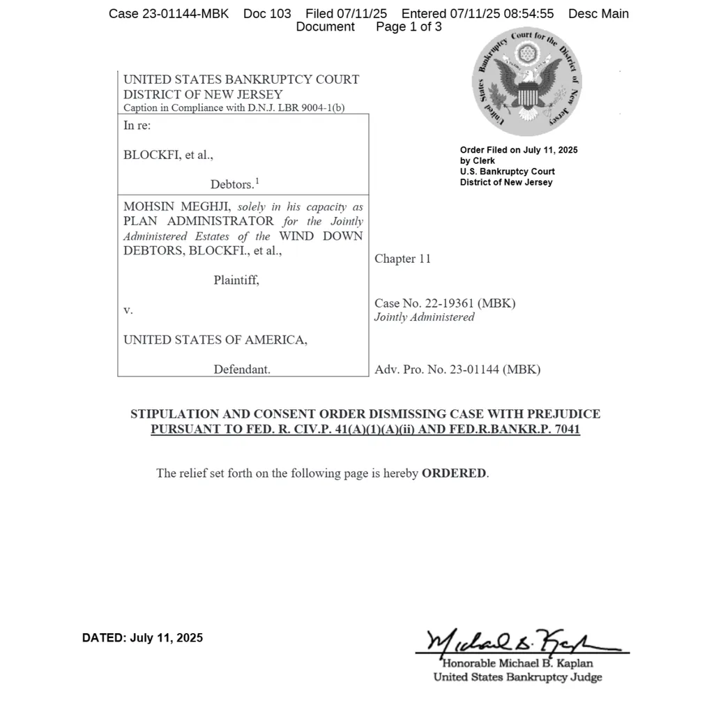 BlockFi bankruptcy administrator and DOJ agree to dismiss M lawsuit BlockFi bankruptcy administrator and DOJ agree to dismiss M lawsuit