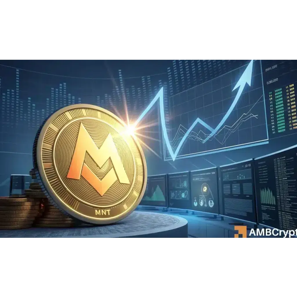 Coinbase listing pushes Mantle to .39 resistance with 23% surge in trading volume. Coinbase listing pushes Mantle to .39 resistance with 23% surge in trading volume.