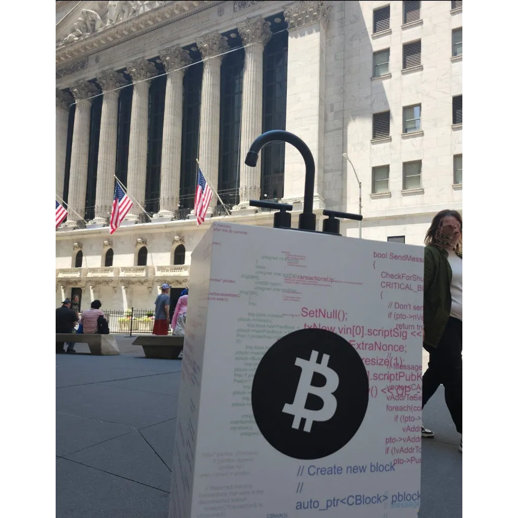 Bitcoin Faucet Turns 15: Sculpture Near NYSE Celebrates Monumental Rise | Bitcoinist.com Bitcoin Faucet Turns 15: Sculpture Near NYSE Celebrates Monumental Rise | Bitcoinist.com