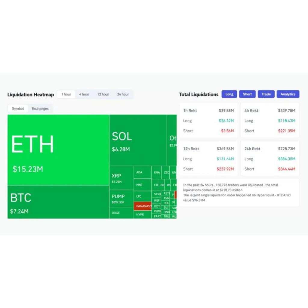 Cryptocurrency market loses 0 million during four-hour liquidation event Cryptocurrency market loses 0 million during four-hour liquidation event