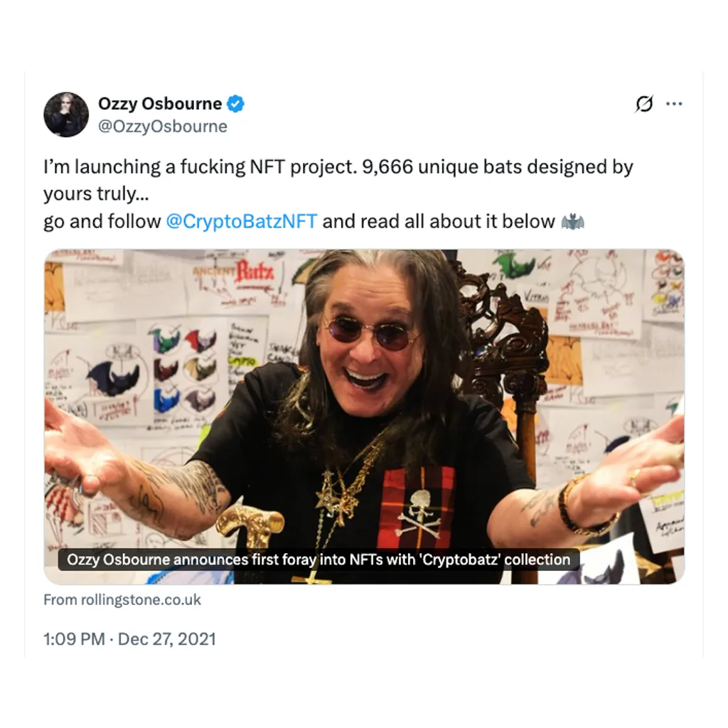Ozzy Osbourne’s passing sparks 400% surge in CryptoBatz NFTs Ozzy Osbourne’s passing sparks 400% surge in CryptoBatz NFTs
