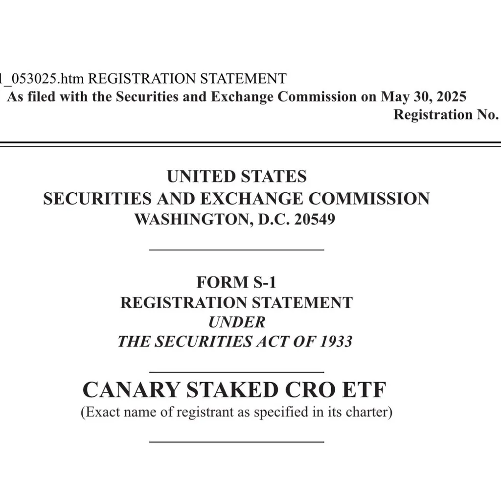 Canary Files S-1 With SEC for First US Staked CRO ETF, Acting as Custodian and Liquidity Provider – “The Defiant” Canary Files S-1 With SEC for First US Staked CRO ETF, Acting as Custodian and Liquidity Provider – “The Defiant”