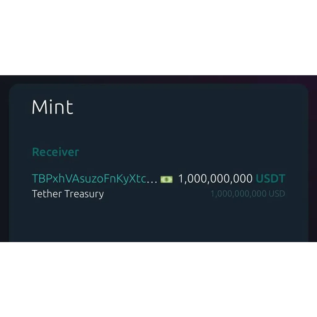 Tether minted 1 billion USDT, increasing its… Tether minted 1 billion USDT, increasing its…