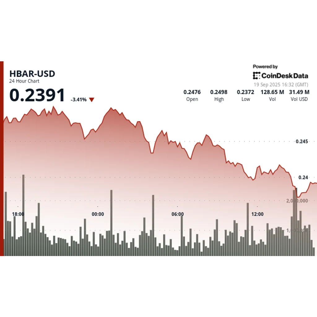 HBAR slides 3 percent as selling pressure intensifies finds support at 0.24 HBAR slides 3 percent as selling pressure intensifies finds support at 0.24