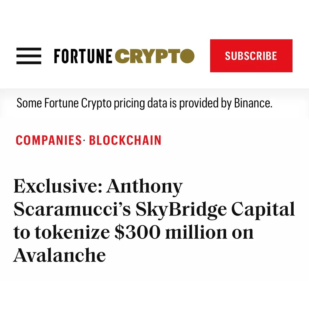 SkyBridge Capital tokenizes 0 million fund assets on Avalanche blockchain for 2024 SkyBridge Capital tokenizes 0 million fund assets on Avalanche blockchain for 2024