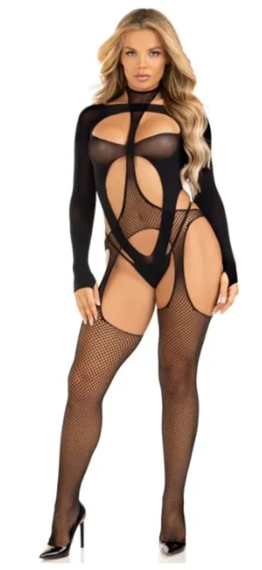 Leg Avenue - Zweiteiliges Body-Set mit Neckholder - Schwarz – Bild 3