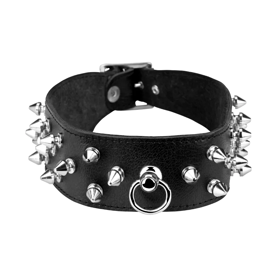 Breites Leder-Halsband mit Killernieten Breites Leder-Halsband mit Killernieten