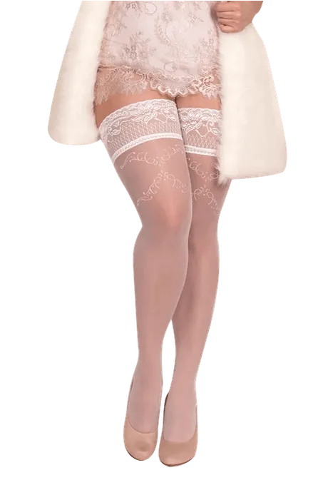 Weiße halterlose Strümpfe Plus Size Weiße halterlose Strümpfe Plus Size