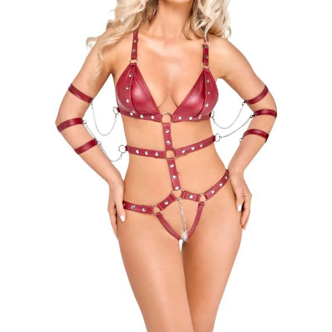 Riemenbody Ouvert mit Fesseln Riemenbody Ouvert mit Fesseln