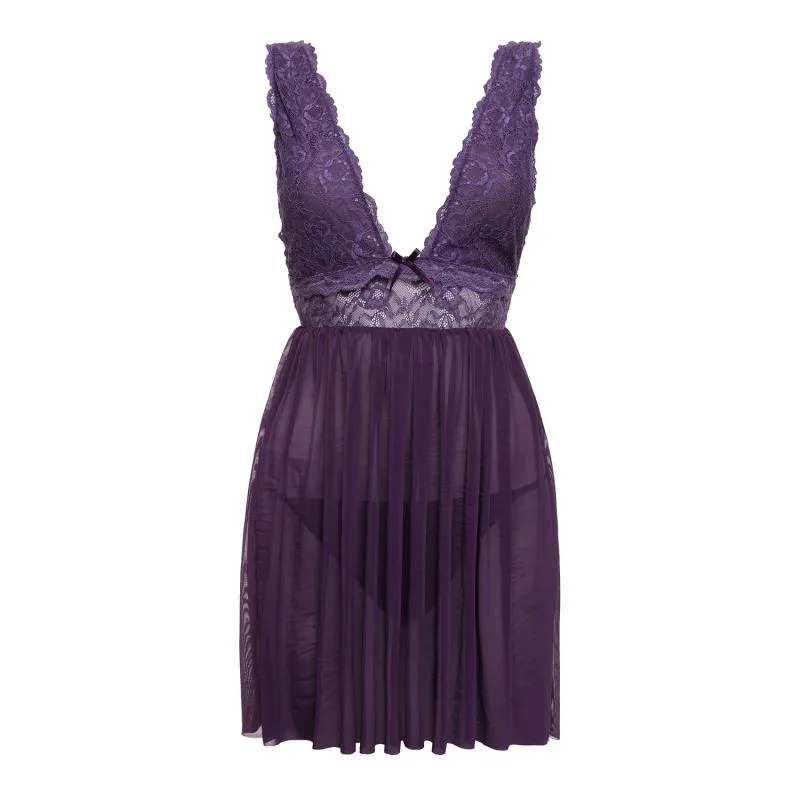 Christine - Babydoll + String Lieve - lila – Bild 4