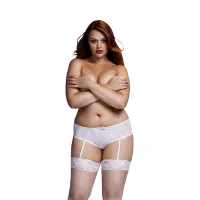 Baci Lingerie – ROSE Open Crotch Boyshort Panty – Weiß XL Baci Lingerie – ROSE Open Crotch Boyshort Panty – Weiß XL