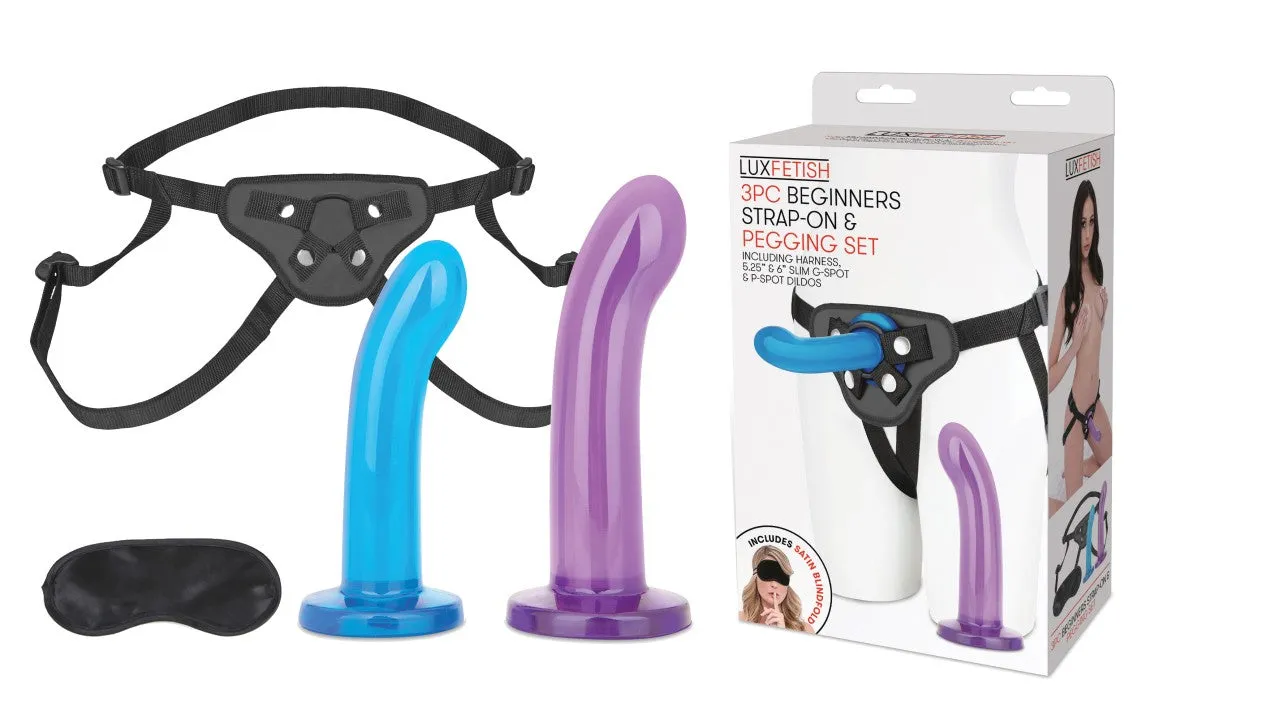 LUX FETISH Beginners Strap-On & Pegging Set (3pc) LUX FETISH Beginners Strap-On & Pegging Set (3pc)