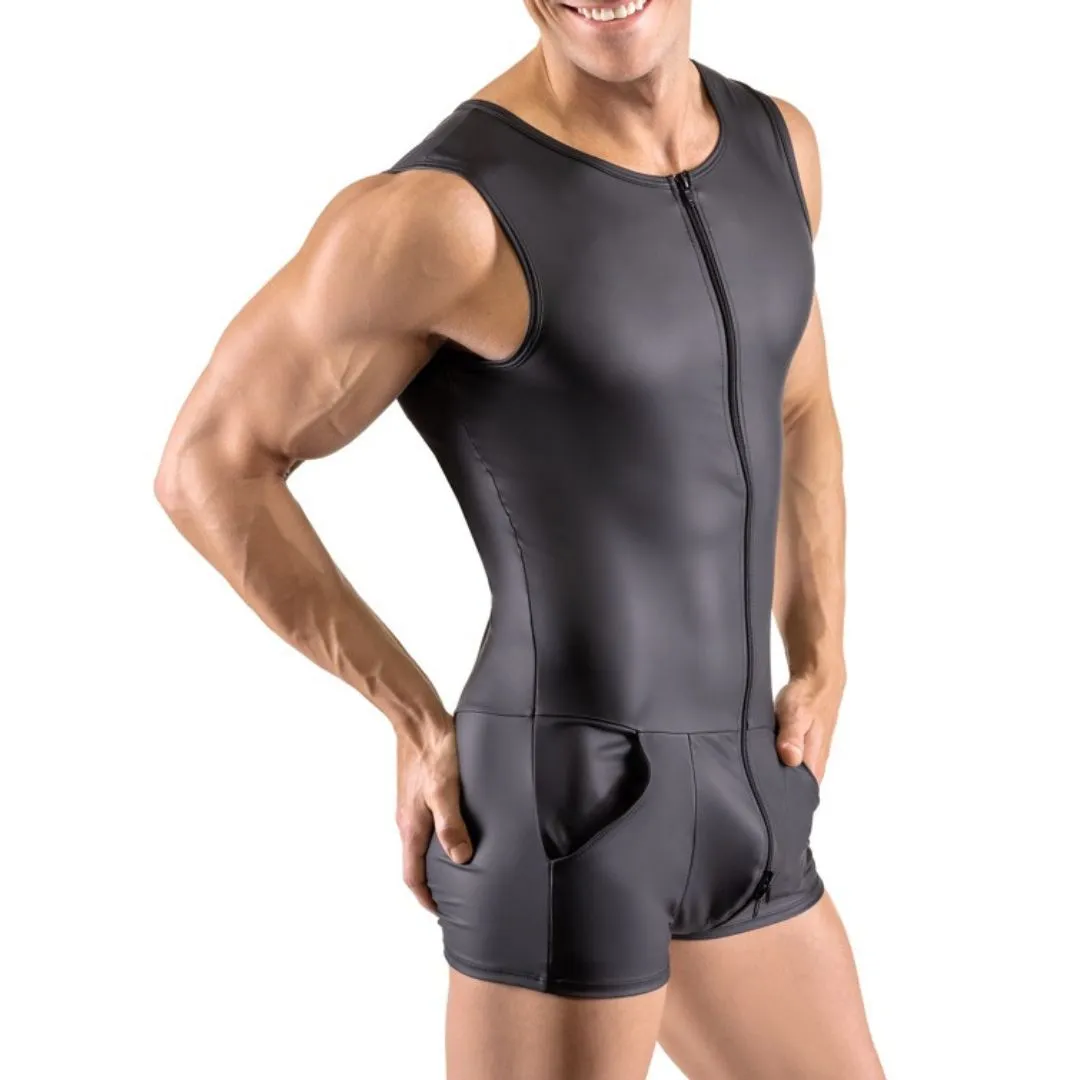 Kurzer Overall im Mattlook mit 3-Wege-Reißverschluss – Bild 3